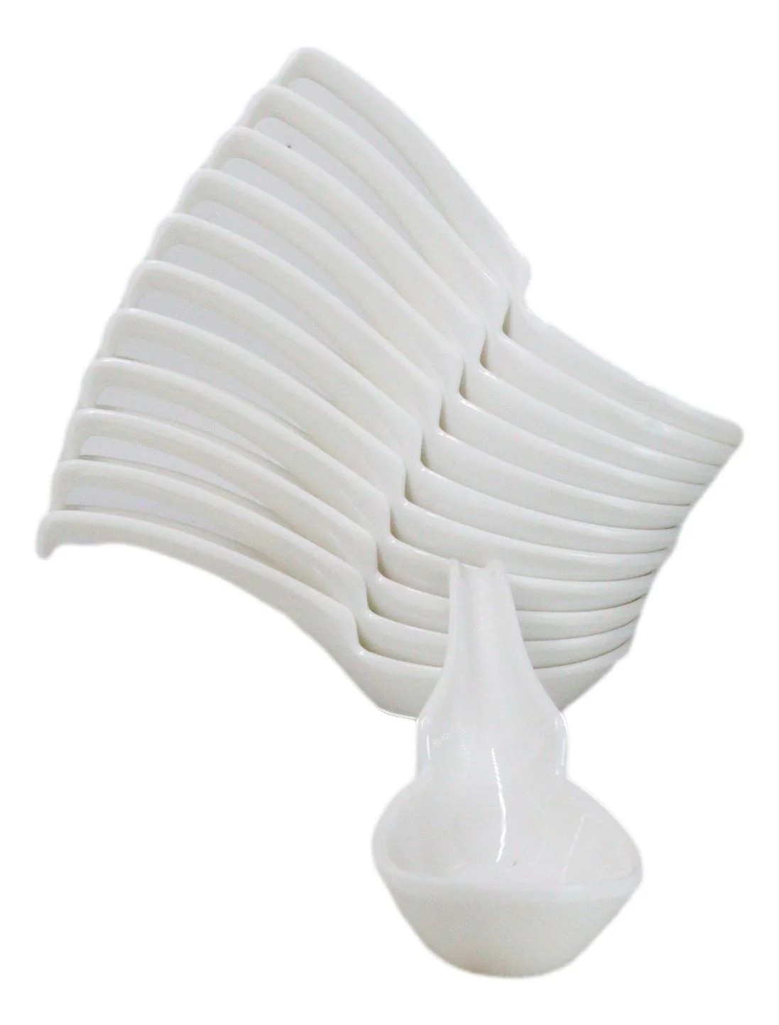 Contemporary White Melamine Asian Soup Spoons With Ladle Hook & Notch Set Of 12 - Image 4