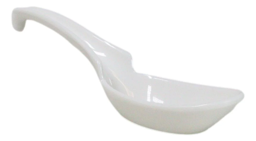Contemporary White Melamine Asian Soup Spoons With Ladle Hook & Notch Set Of 12 - Image 6