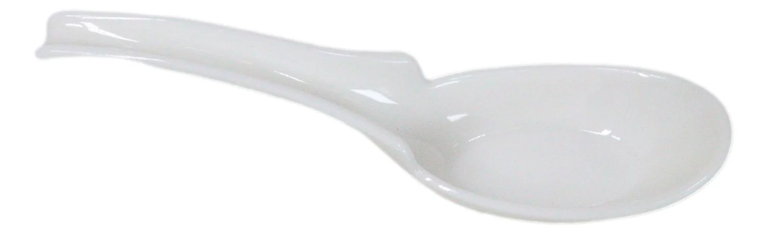 Contemporary White Melamine Asian Soup Spoons With Ladle Hook & Notch Set Of 12 - Image 7
