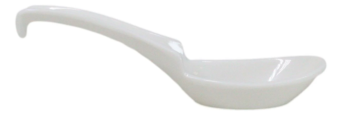 Contemporary White Melamine Asian Soup Spoons With Ladle Hook & Notch Set Of 12 - Image 8