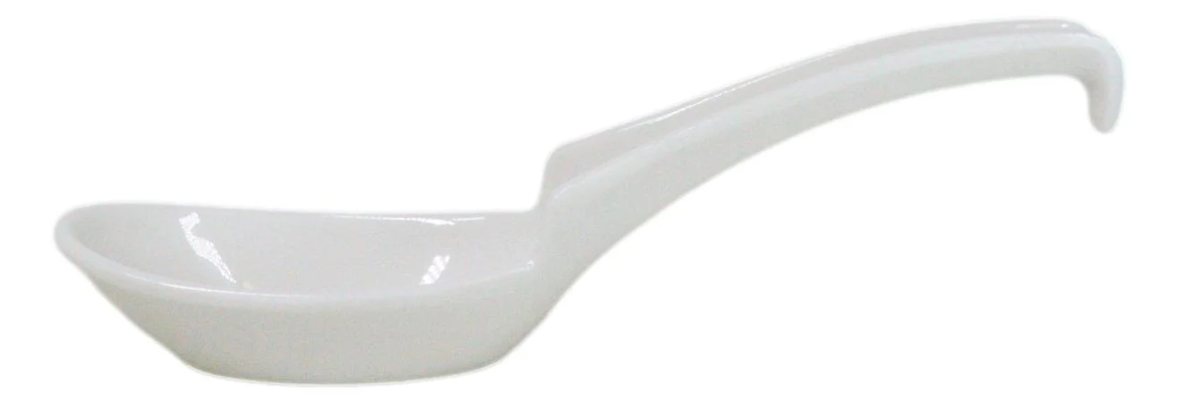 Contemporary White Melamine Asian Soup Spoons With Ladle Hook & Notch Set Of 12 - Image 9