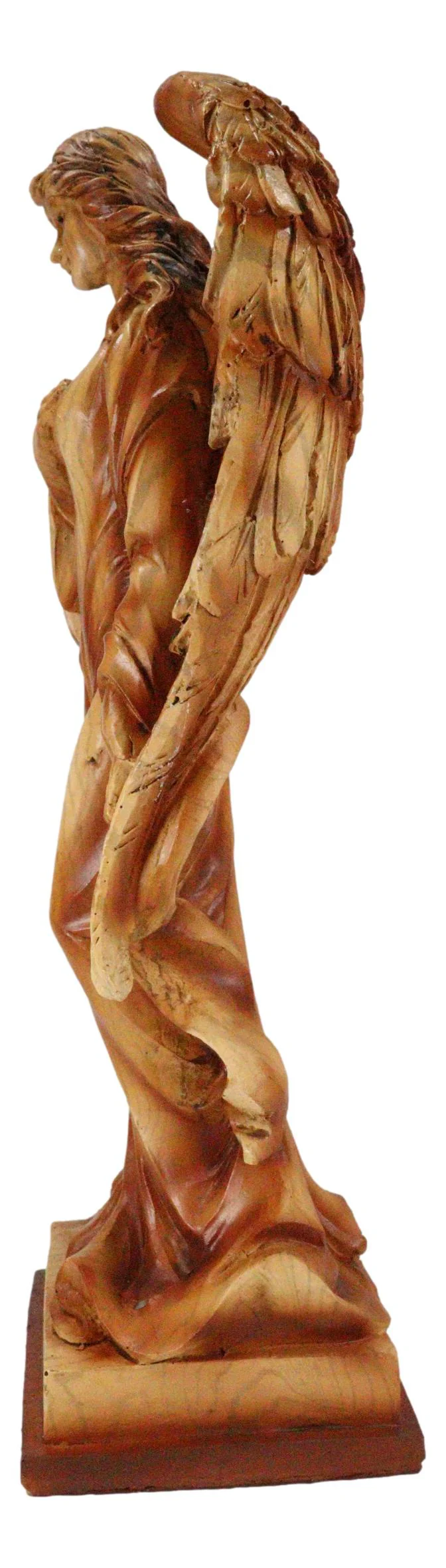 Ebros Country Guardian Prayer Angel Standing W/ Hand On Heart Woodlike Sculpture - Image 3