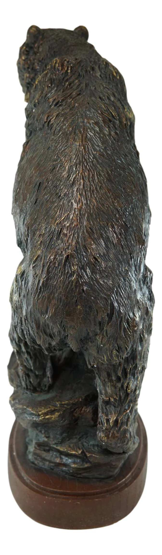 Country Rustic Black Bear Climbing On River Rocks Figurine With Faux Wood Base - Image 6