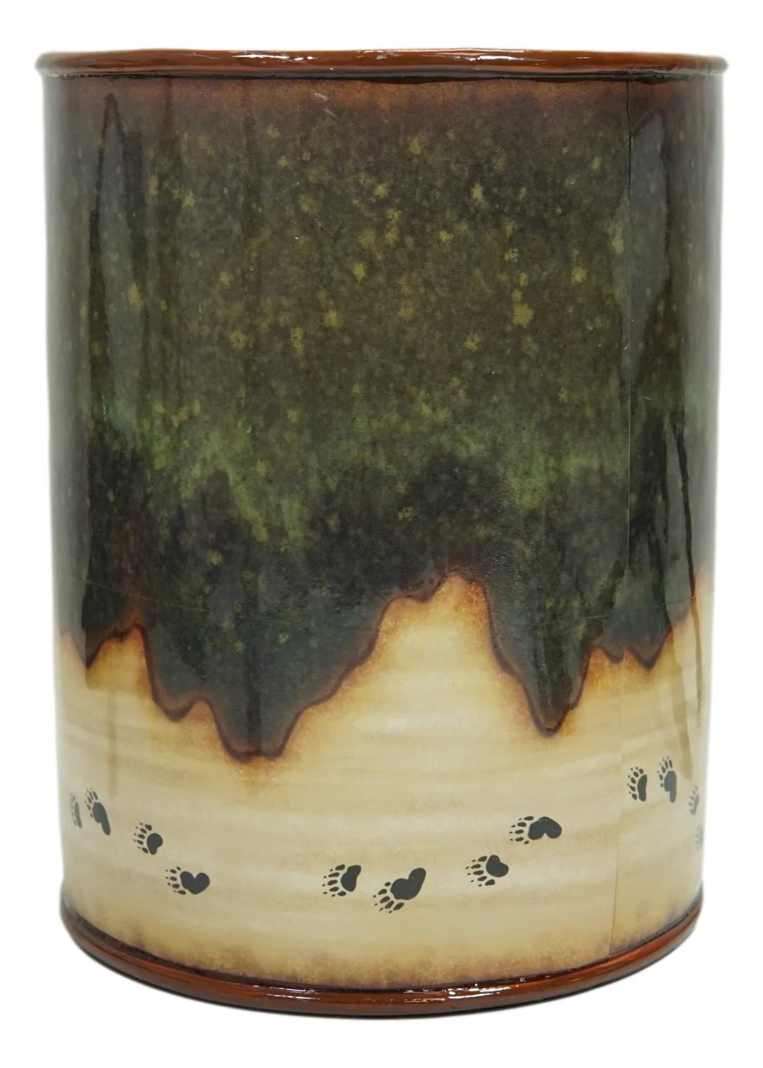 Country Rustic Forest Mama Bear And Cub Family Pawprint Trail Waste Basket Bin - Image 4