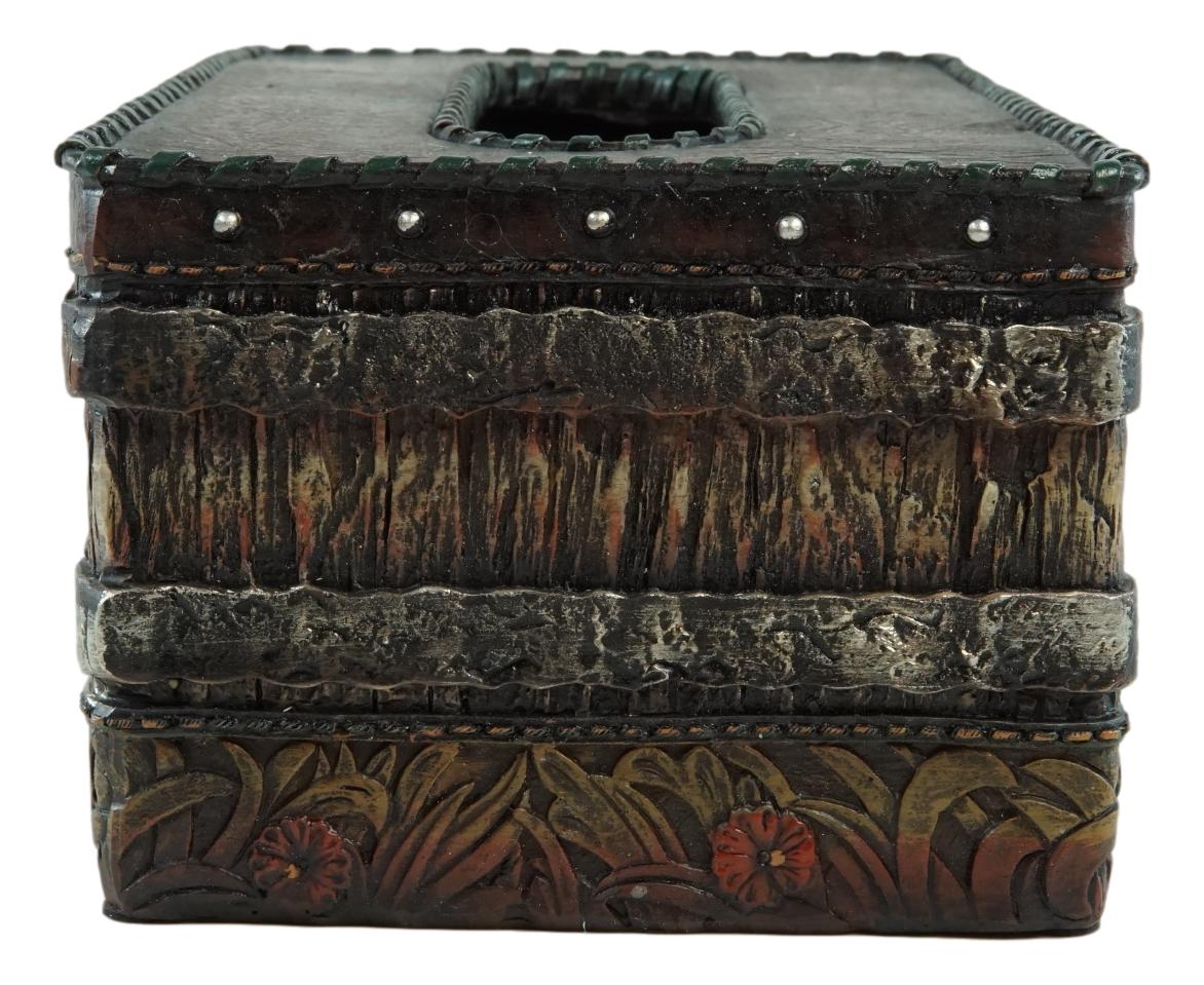 Country Rustic Western Blue Cross W/ Concho Rectangular Tissue Box Holder Case - Image 2