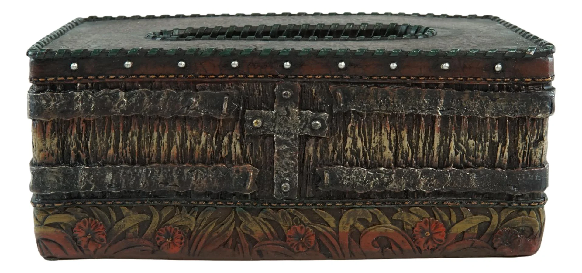 Country Rustic Western Blue Cross W/ Concho Rectangular Tissue Box Holder Case - Image 3