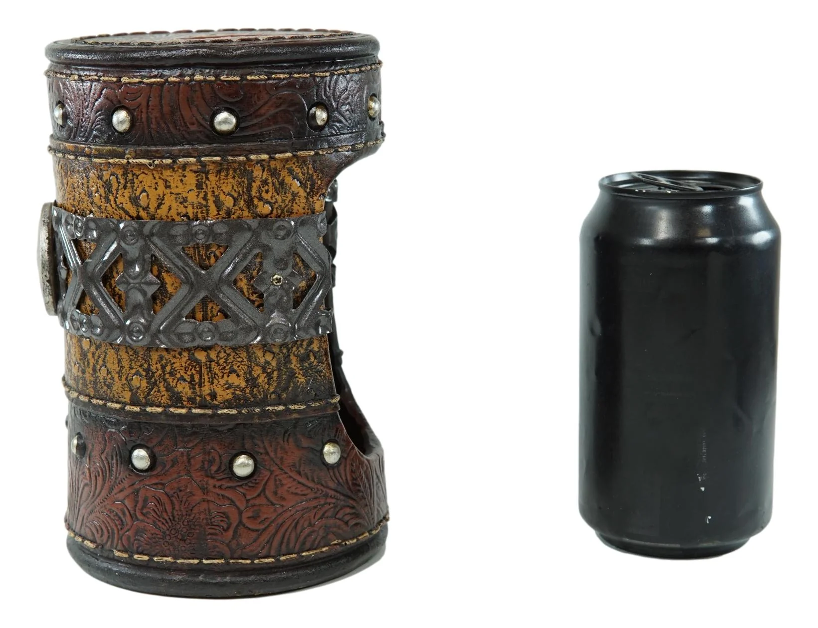 Country Rustic Western Star Faux Tooled Leather Lace Toilet Brush And Holder Set - Image 8
