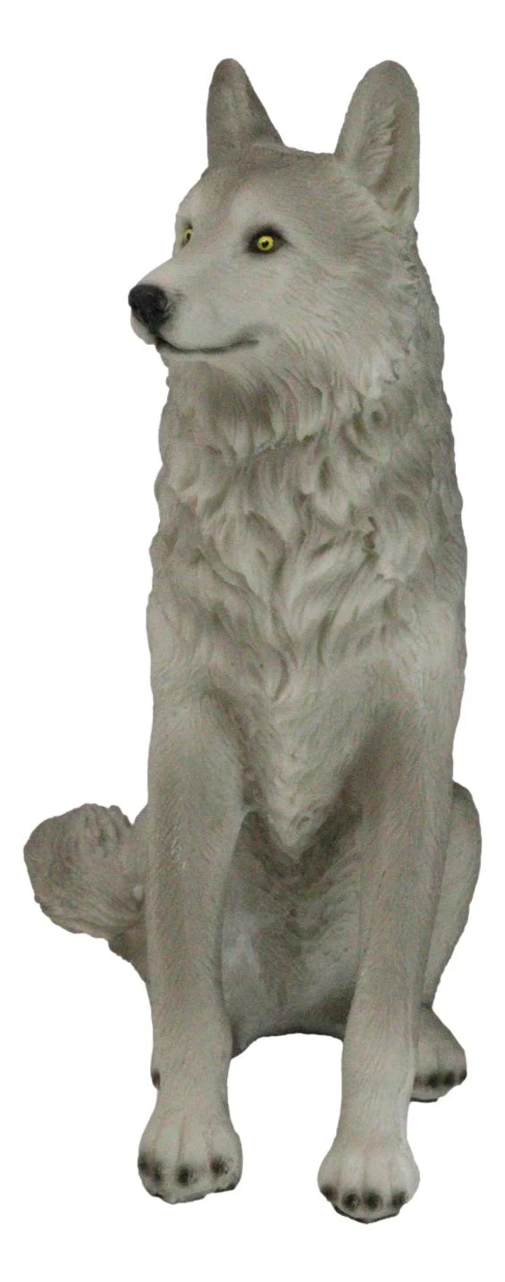 Cries Of The Night Sitting Alpha Grey Direwolf Wolf Home Decor Figurine 6"H - Image 3