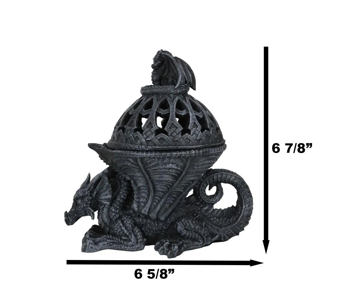 Crouching Atlas Dragon Tower Sphere Incense Burner Sculpture Figurine Faux Stone - Image 2