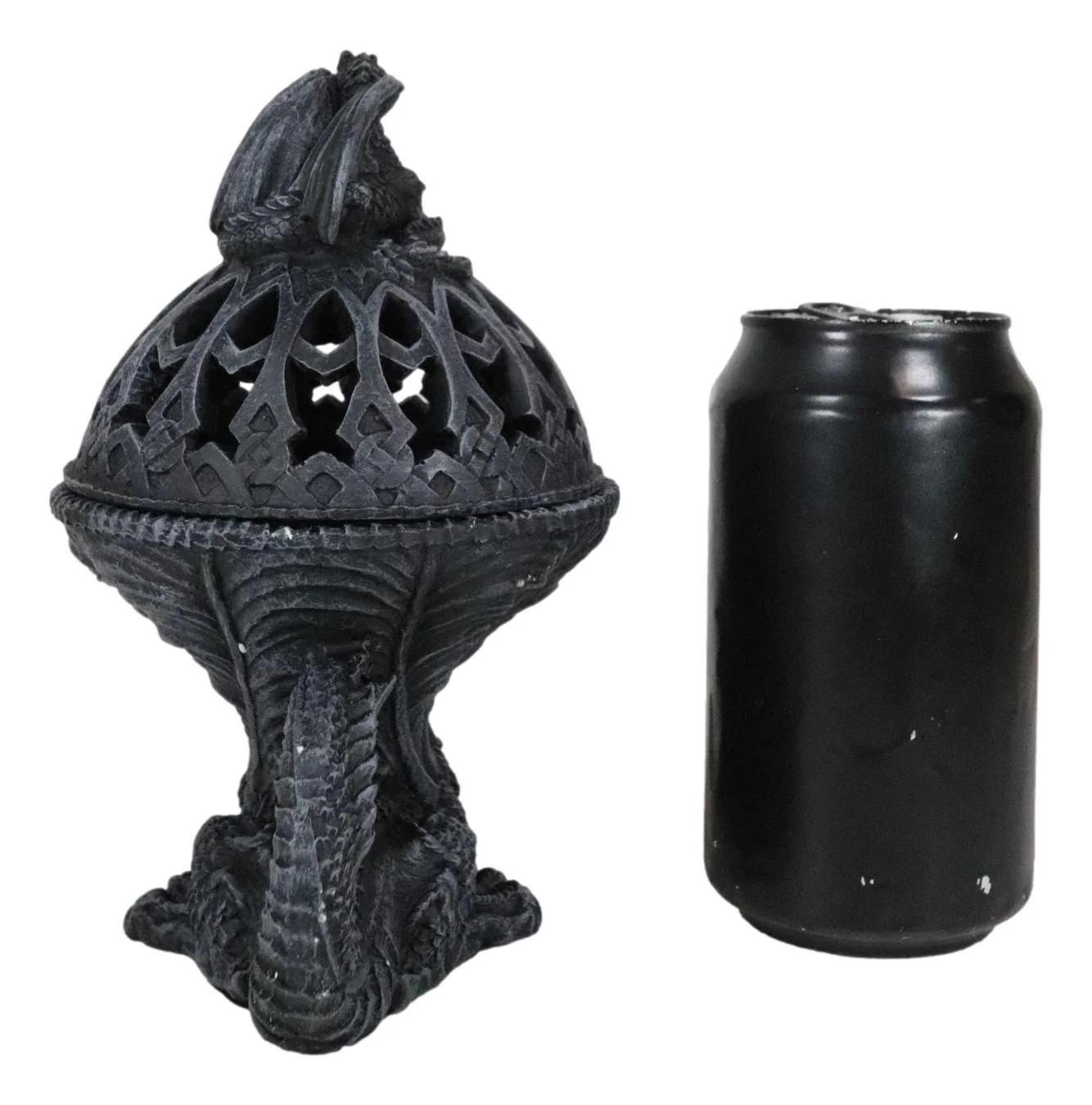 Crouching Atlas Dragon Tower Sphere Incense Burner Sculpture Figurine Faux Stone - Image 8
