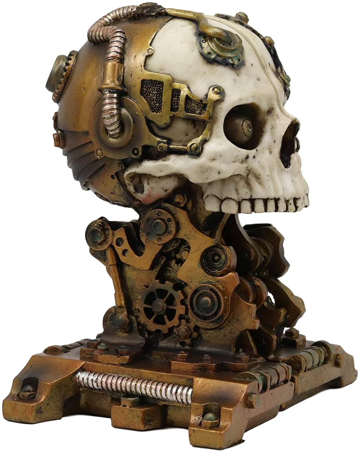 Cyborg Robotic Gearwork Facility Steampunk Skull Bookends Set Figurine Statue - Image 6