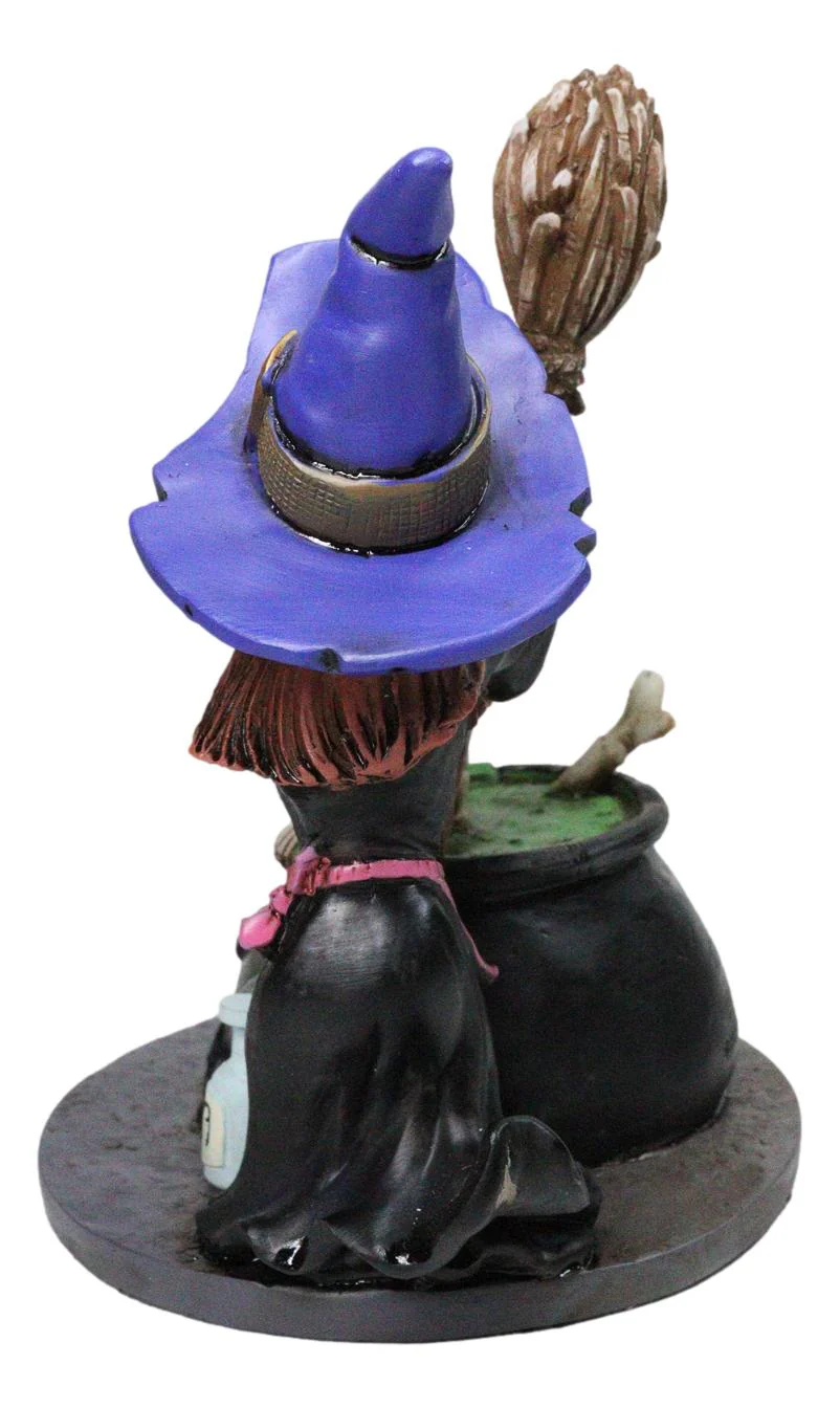Day Of The Dead Bewitching Kitchen Skeleton Witch Raven Potion Cauldron Figurine - Image 2