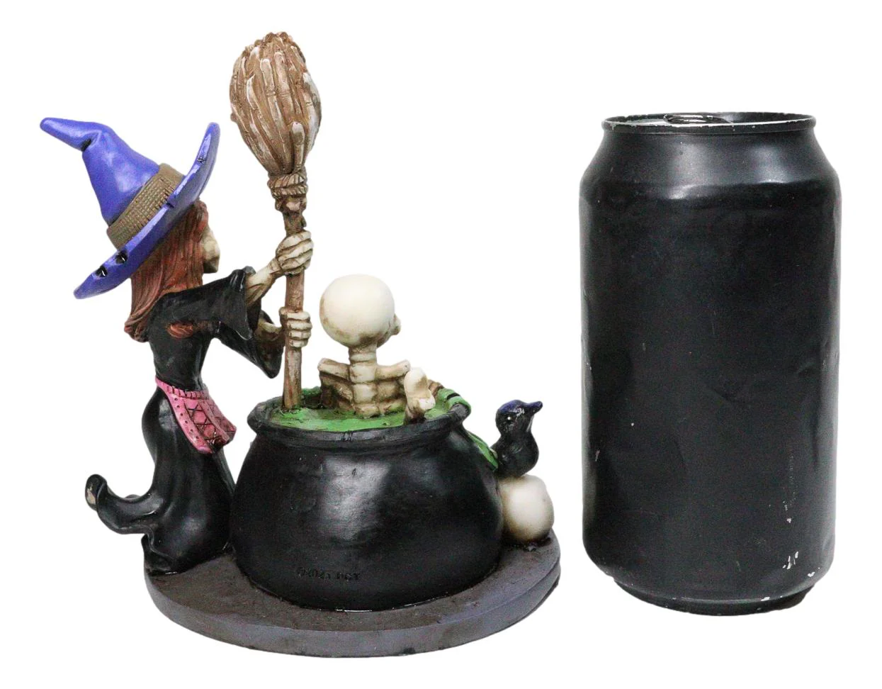 Day Of The Dead Bewitching Kitchen Skeleton Witch Raven Potion Cauldron Figurine - Image 6