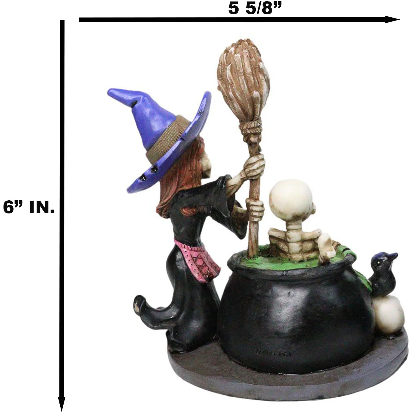 Day Of The Dead Bewitching Kitchen Skeleton Witch Raven Potion Cauldron Figurine - Image 7
