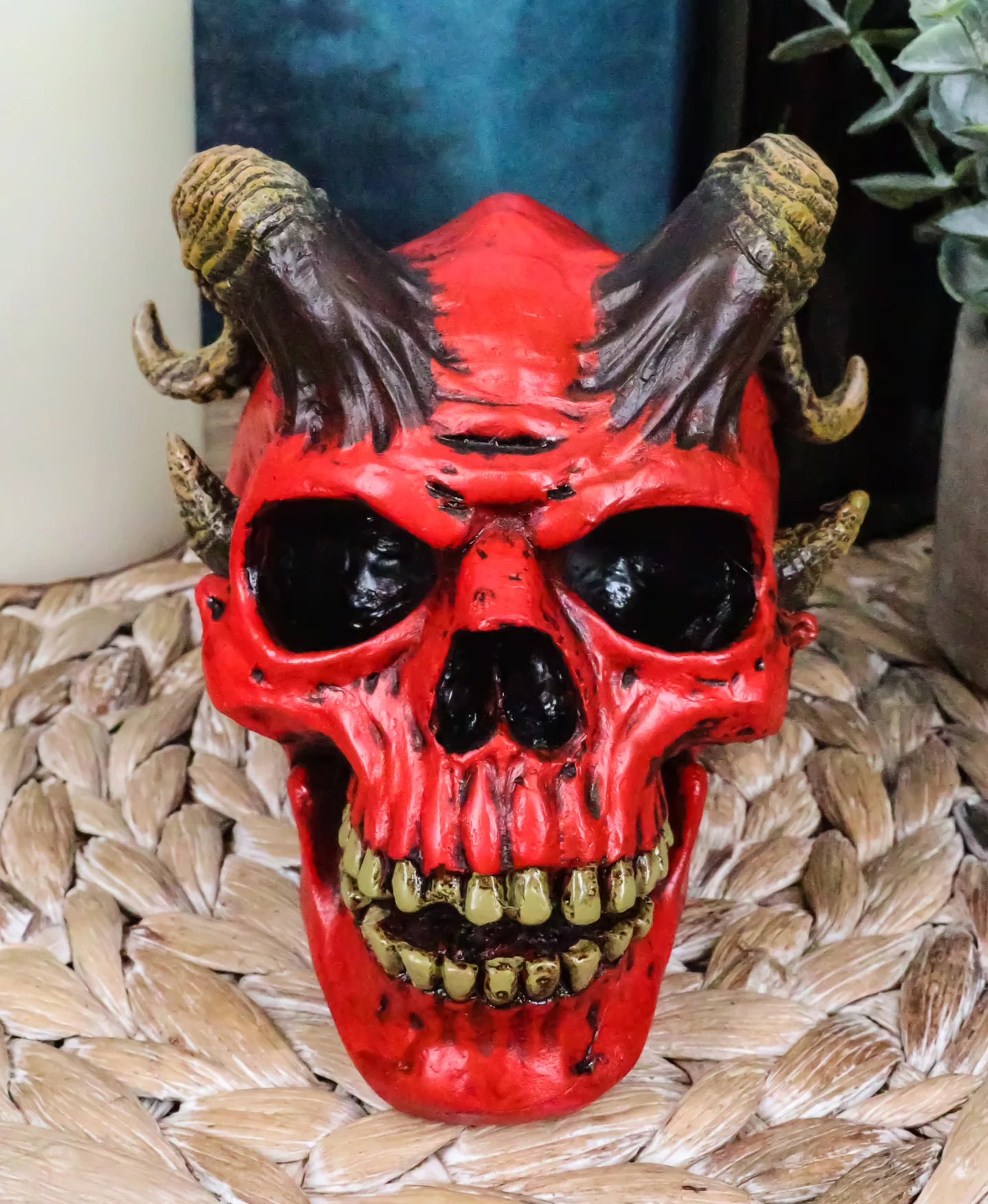 Day of The Dead El Diablo Horned Devil Skull Statue Hell Spawned Imp Ram Demon - Image 7
