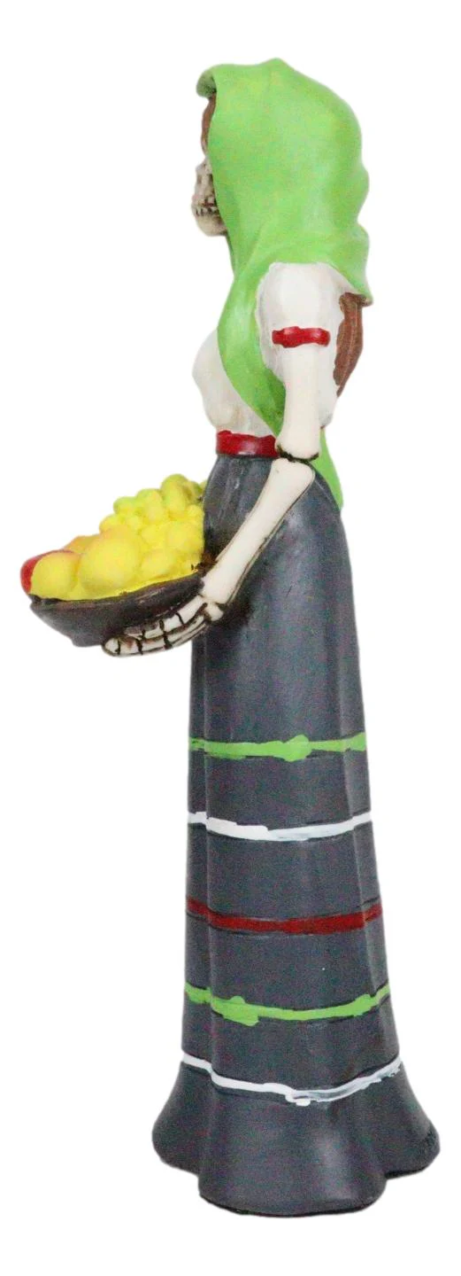 Day Of The Dead Gothic Lady Skeleton Carrying Fruit Platter Tray Figurine 6"H - Image 6