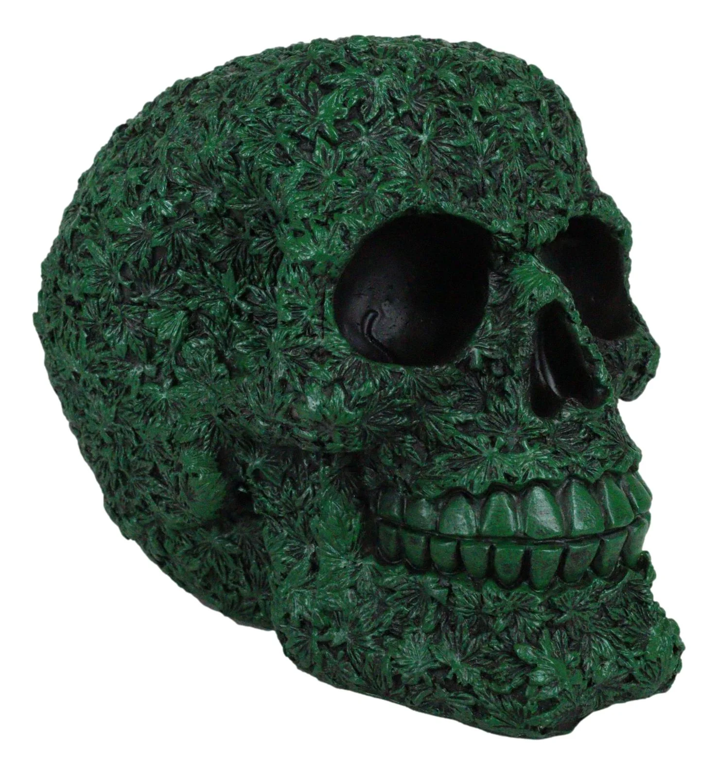 Day of The Dead Greenman Ent Green Petal Leaves Flora Fauna Skull Figurine - Image 2