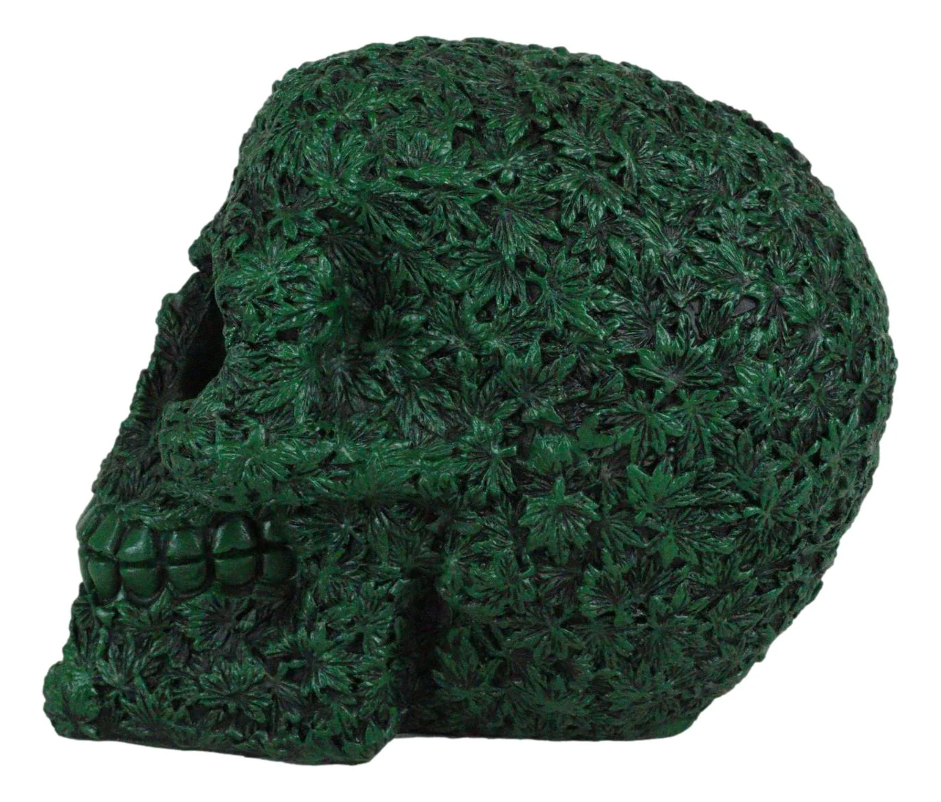 Day of The Dead Greenman Ent Green Petal Leaves Flora Fauna Skull Figurine - Image 3