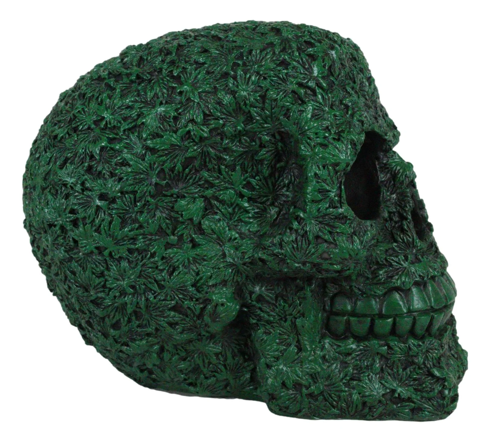 Day of The Dead Greenman Ent Green Petal Leaves Flora Fauna Skull Figurine - Image 4