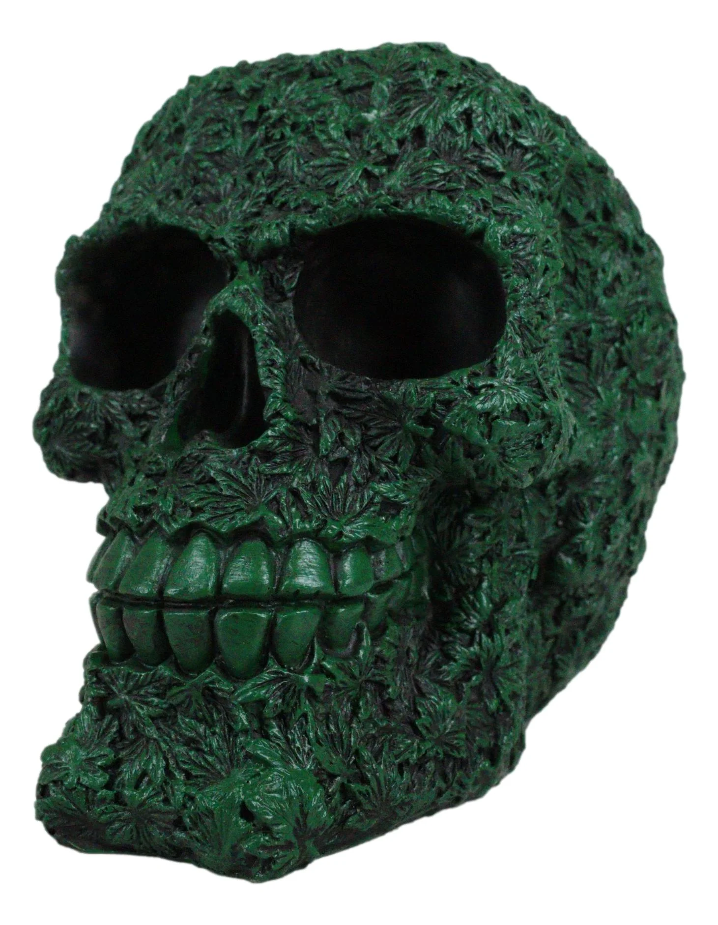 Day of The Dead Greenman Ent Green Petal Leaves Flora Fauna Skull Figurine - Image 5