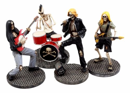 Day Of The Dead Rock Band Skeleton Hell Concert Entertainers Figurine Set of 4 - Image 3
