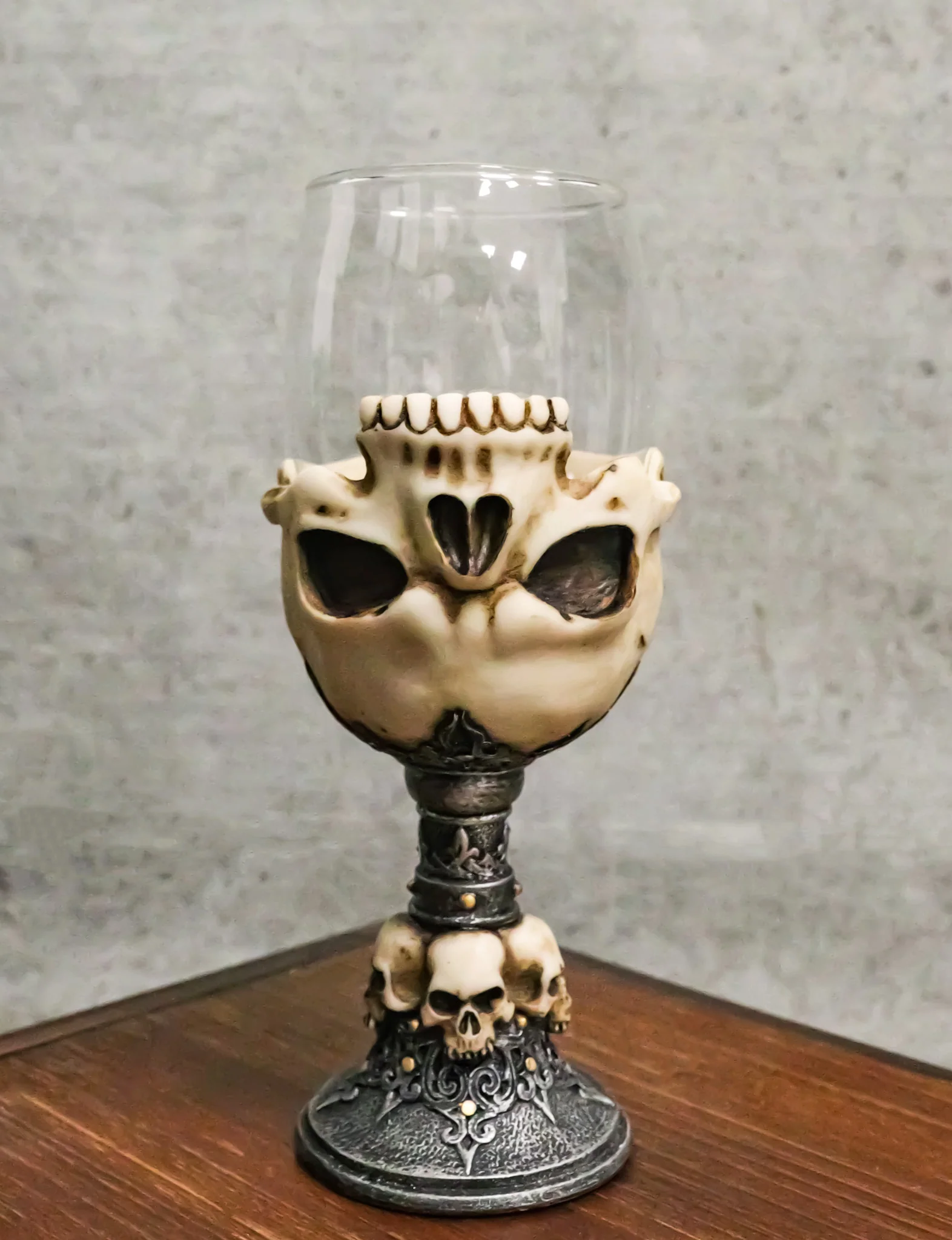 Death Inverted Half Skull Graveyard Labyrinth Skeleton Wine Goblet Glass Chalice - Image 10