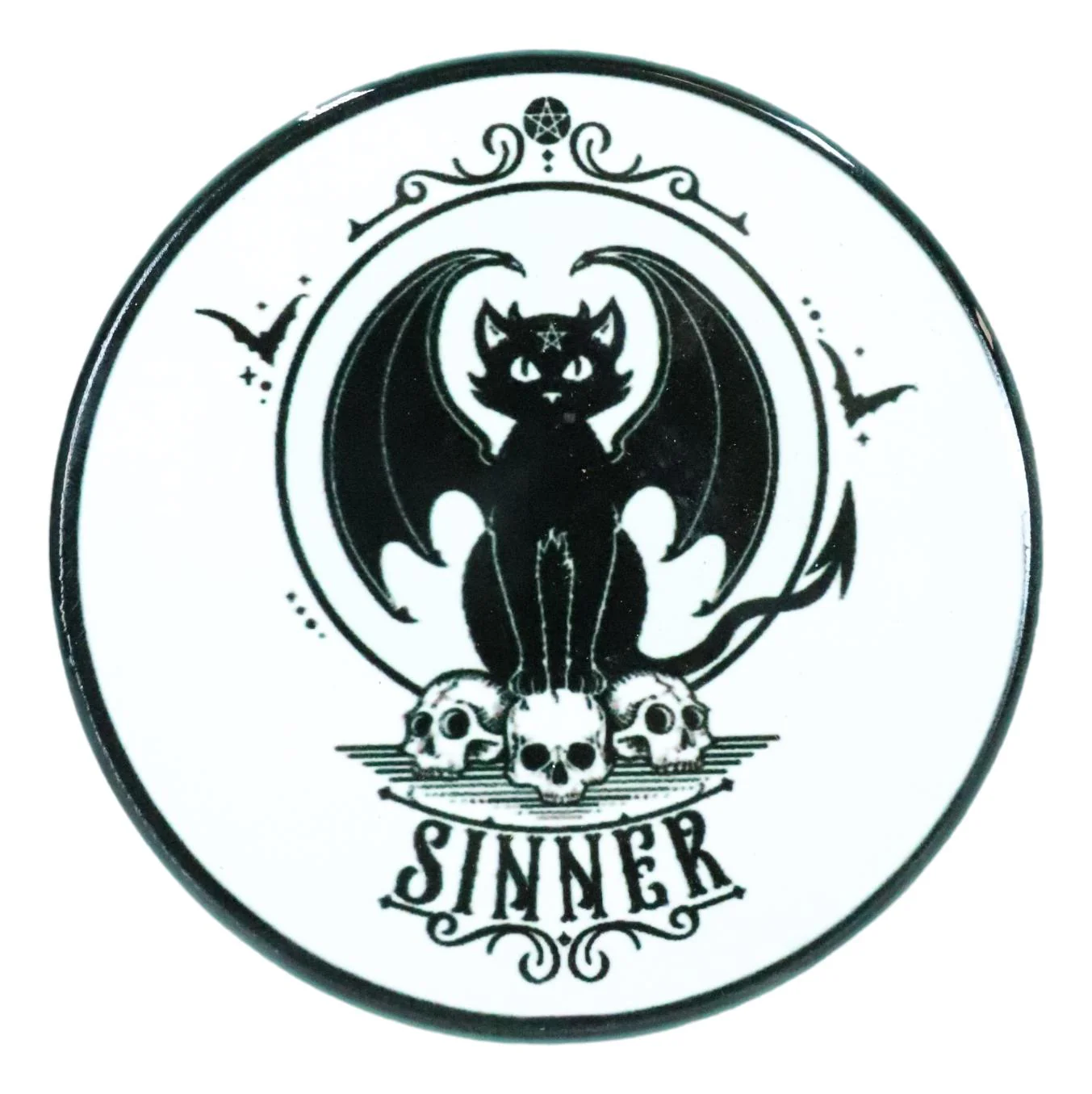 Devil Black Cat Skulls Sinner Ceramic Coaster Set of 4 Tiles With Cork Backing - Image 4