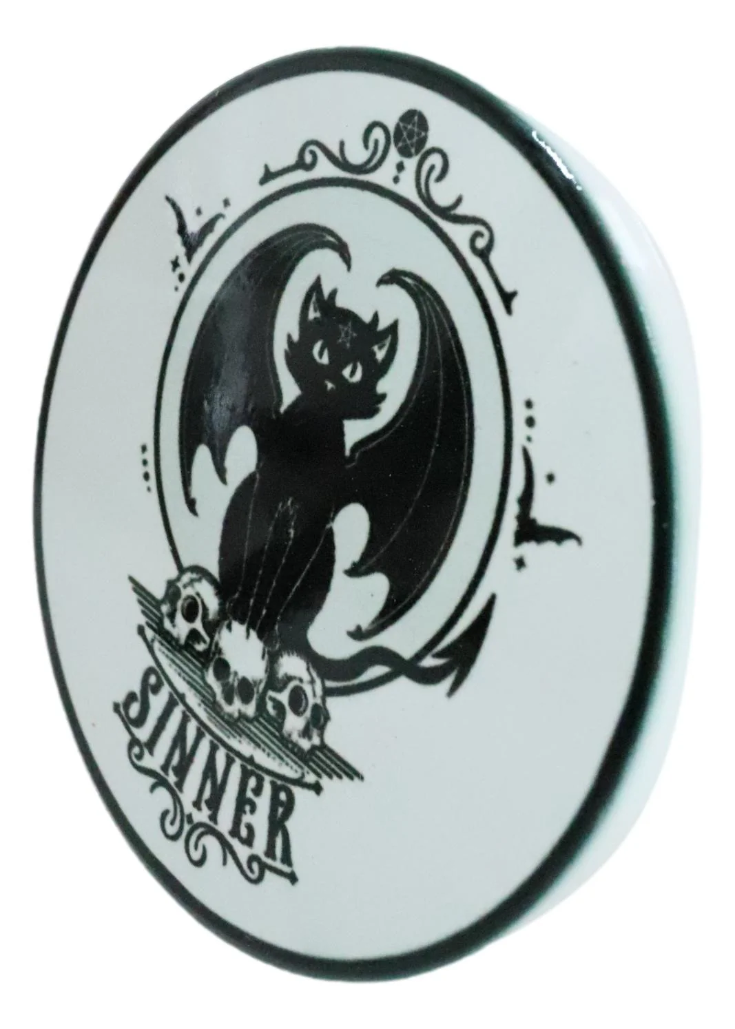 Devil Black Cat Skulls Sinner Ceramic Coaster Set of 4 Tiles With Cork Backing - Image 5
