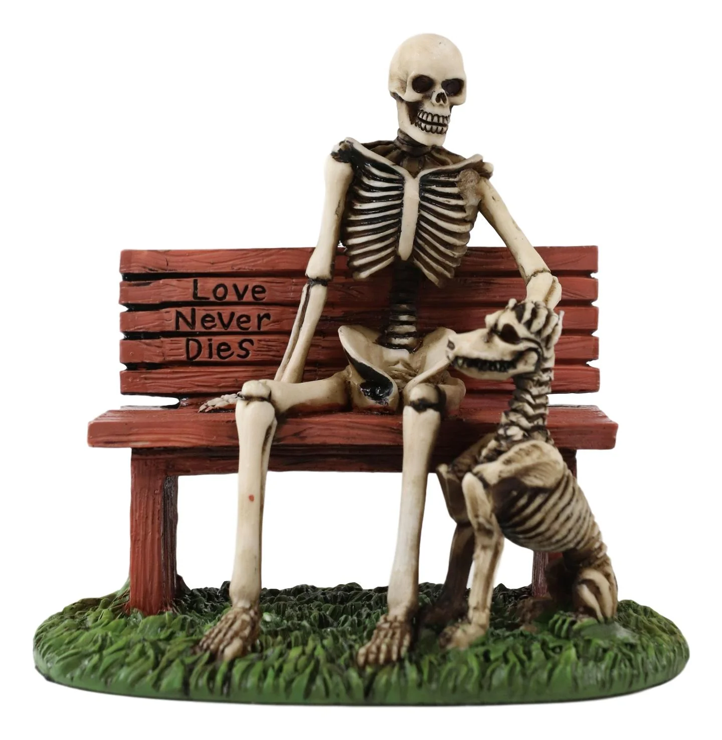 Ebros DOD Love Never Dies Skeleton Man Patting His Buddy Dog By Park Bench Figurine - Image 6