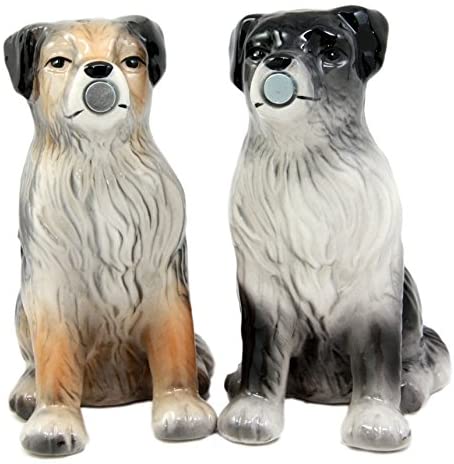 Dog Australian Shepherd Salt & Pepper Shakers Ceramic Magnetic Figurine Set 3"L - Image 3