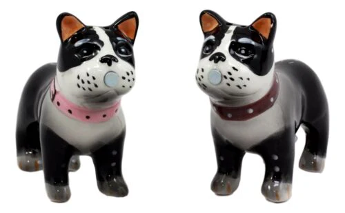 Ebros Dog Boston Terrier Salt & Pepper Shakers Ceramic Magnetic Figurine Set 4"L - Image 6