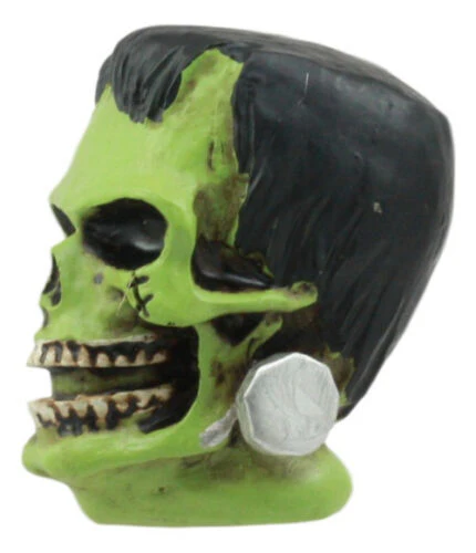 Dr Victor Frankenstein Skull Figurine 2"H Miniature Frankenskull Gothic Skeleton - Image 6