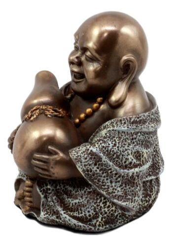 Drunken Hotei Happy Buddha With Wine Gourd Figurine 4"H Keepsake Amulet Statue - Image 2