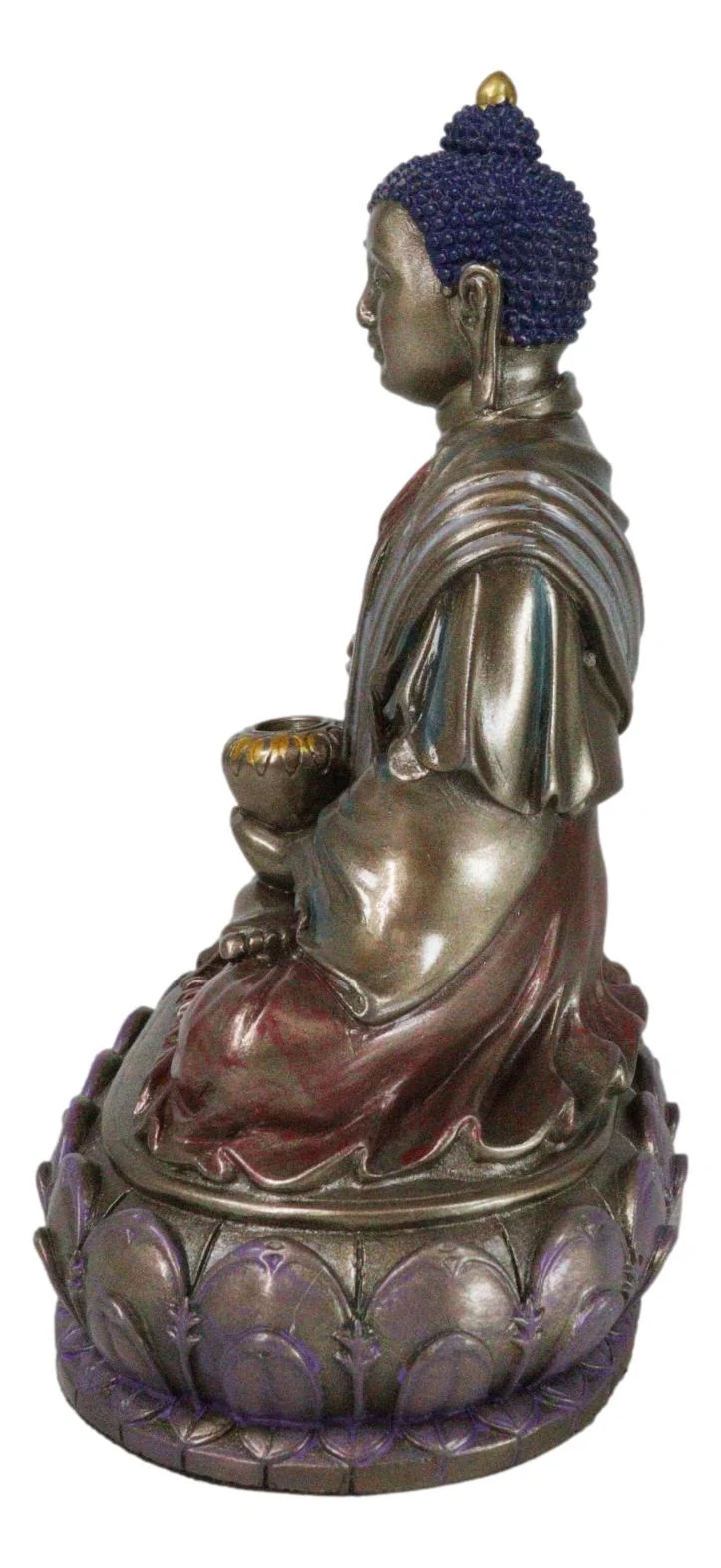 Eastern Enlightenment Meditating Buddha Shakyamuni On Lotus Throne Altar Statue - Image 4