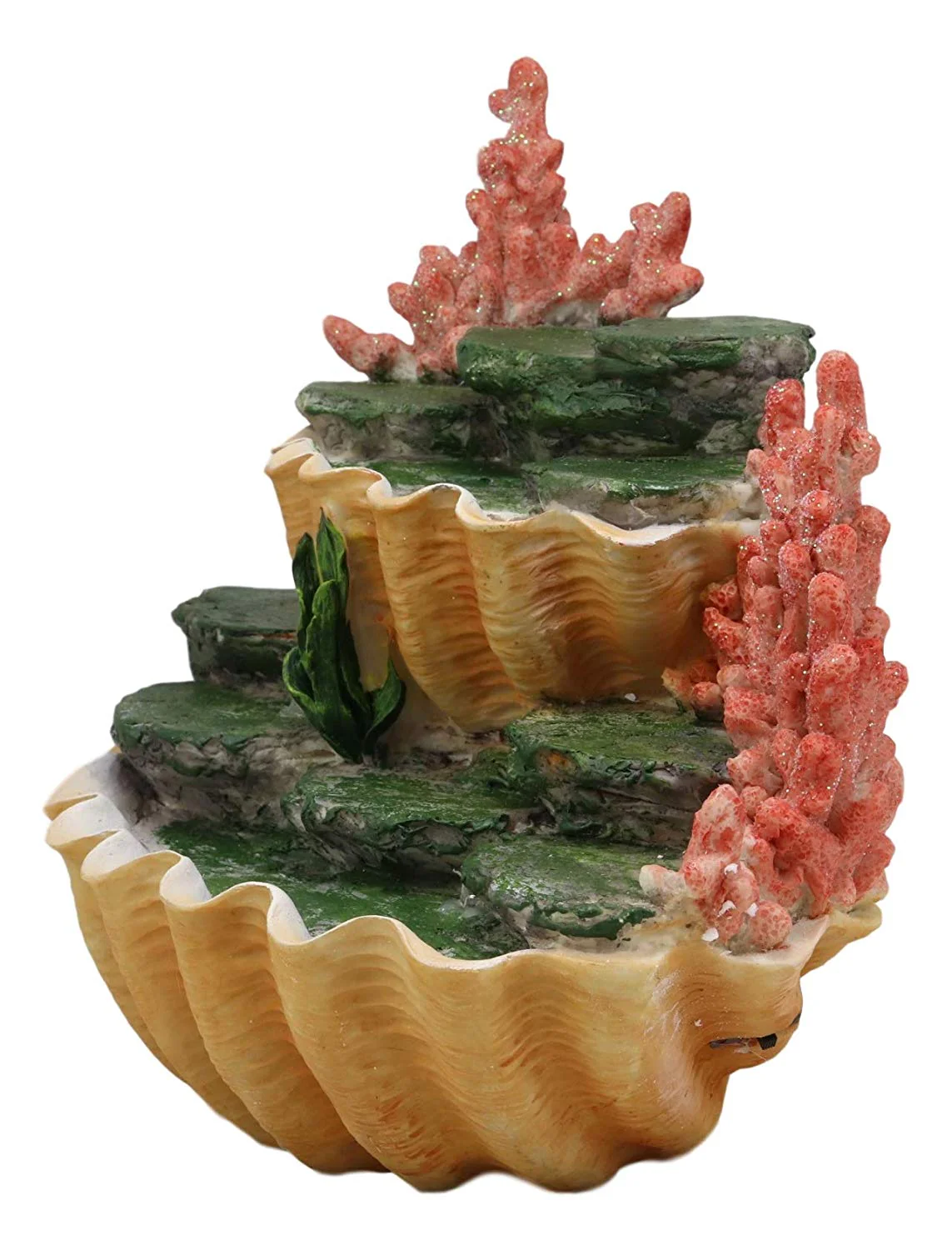 Ocean 2 Tier Golden Giant Clam Shells LED Light Display Stand For Mini Mermaids - Image 6