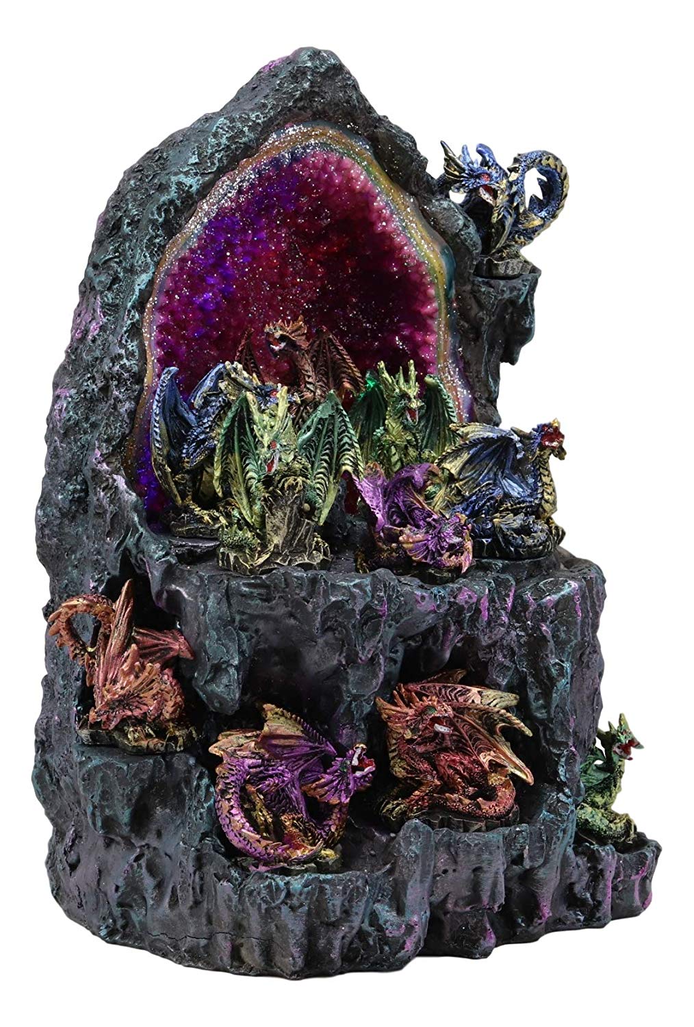 Ebros 12 Miniature Dragons with Color Changing LED Light Display Cave Statue - Image 3