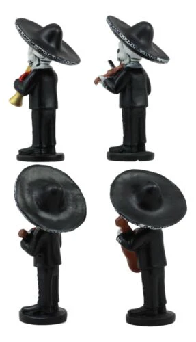 Ebros 4"Tall Fiesta Squad Day Of The Dead Skeleton Mariachi Band Statue Set of 4 Violin Guitarron Guitar And Trumpet Player Dias De Muertos Figurine Decor Set Or As Wedding Cake Toppers - Image 3