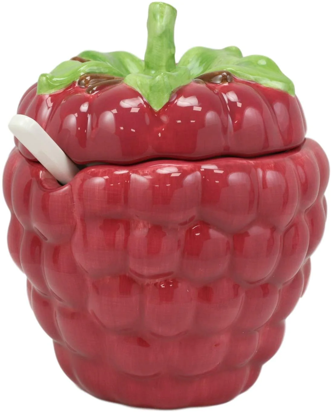 Ebros 6"Diameter Red Raspberry Jam Condiments Container Jar With Lid & Spoon - Image 4