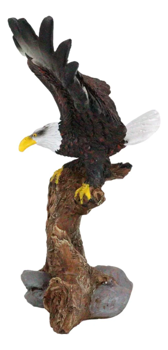 Ebros 7" Tall Bald Eagle Descending On Tree Branch Decorative Figurine Resin - Image 4