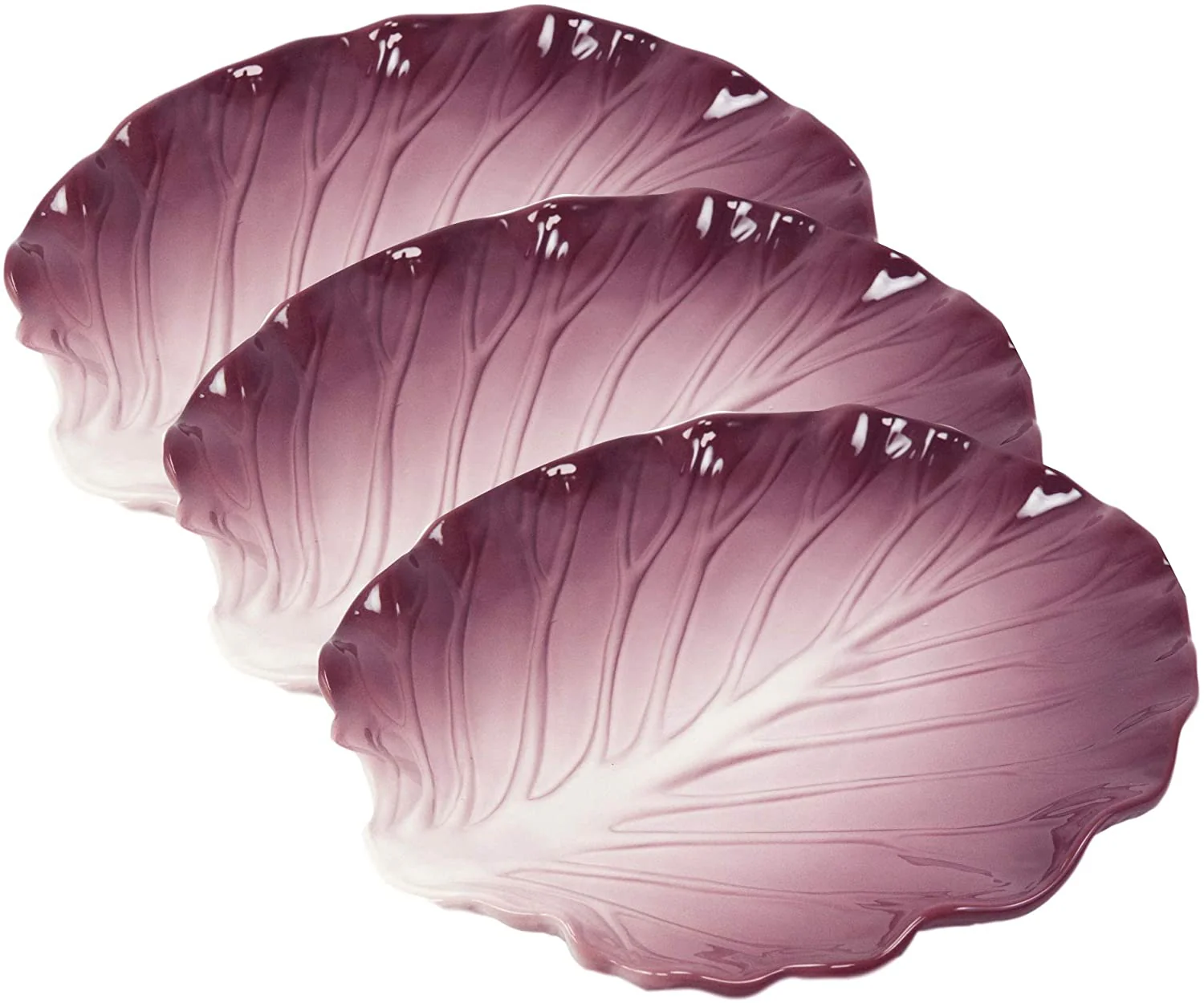 Ebros 9.25" Wide Red Cabbage Leaf Shaped Serving Plate or Dish Platter (1) - Image 4