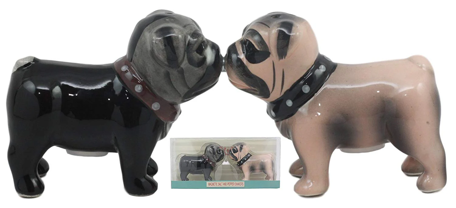 Adorable Kissing Love Pugs Decorative Ceramic Salt And Pepper Shakers Figurines - Image 3