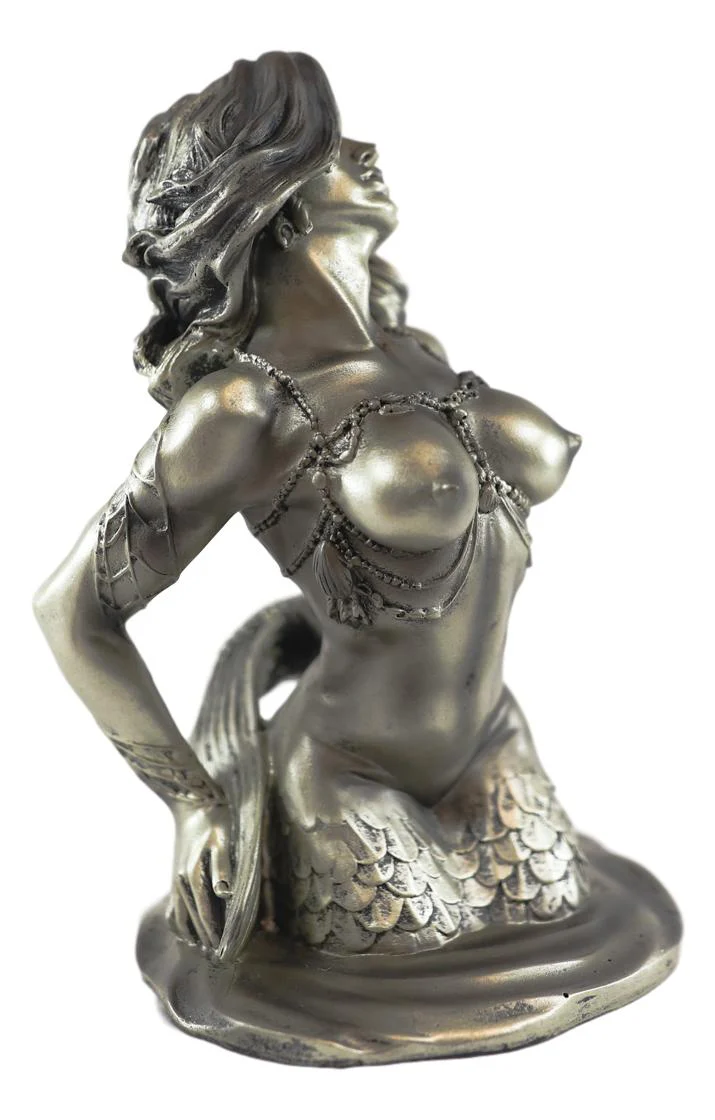 Ebros Aged Bronze Resin Nude Seductive Mermaid Statue 7.25" Tall - Image 6