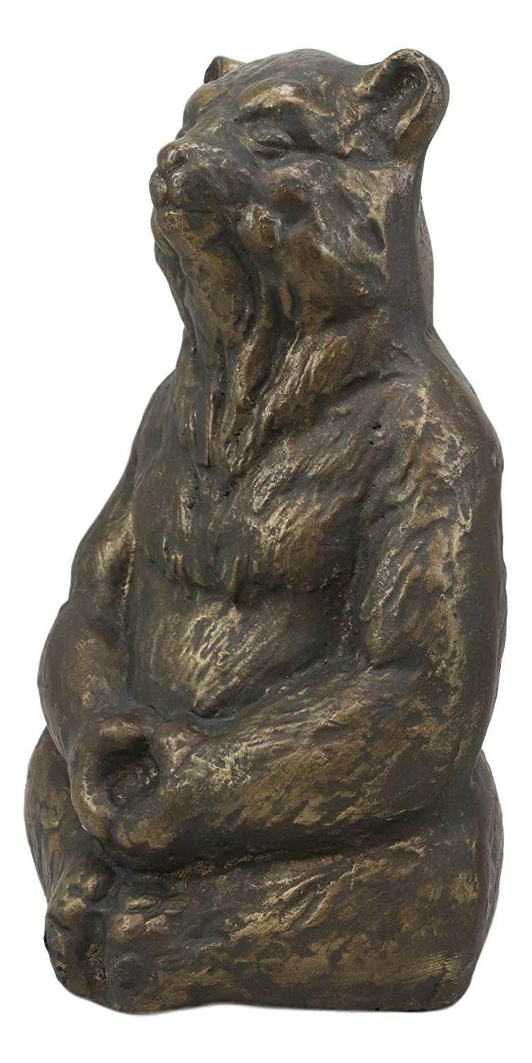 Ebros Aluminum Metal Whimsical Meditating Yoga Bear Garden Statue Rustic Wildlife Western Cabin Lodge Zen Bears Decor Figurine (Buddha Tao) - Image 2