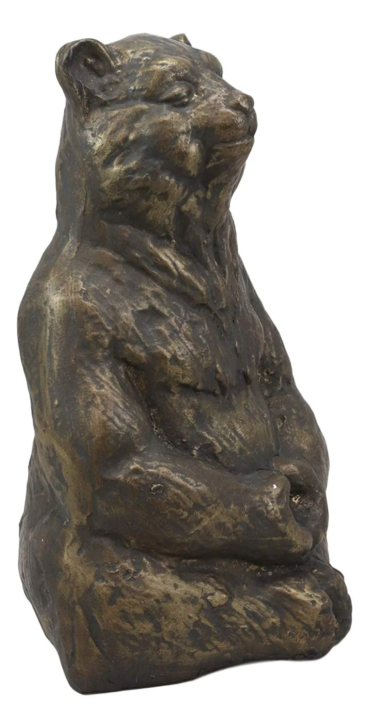 Ebros Aluminum Metal Whimsical Meditating Yoga Bear Garden Statue Rustic Wildlife Western Cabin Lodge Zen Bears Decor Figurine (Buddha Tao) - Image 3