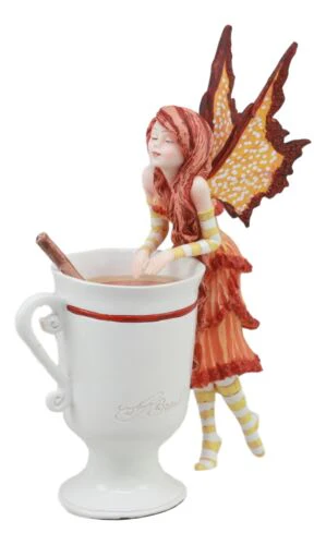 Amy Brown Autumn Apple Cider Cinnamon Tea Fairy Statue 6.25"Tall Tea Cup Fairy - Image 3