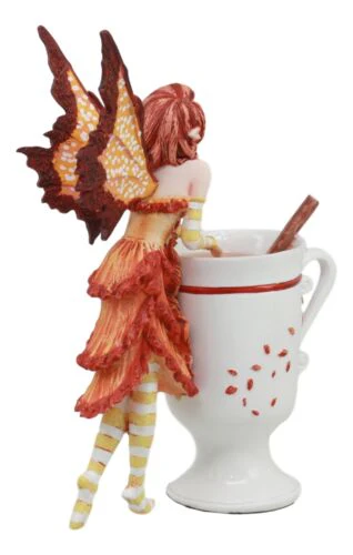 Amy Brown Autumn Apple Cider Cinnamon Tea Fairy Statue 6.25"Tall Tea Cup Fairy - Image 5