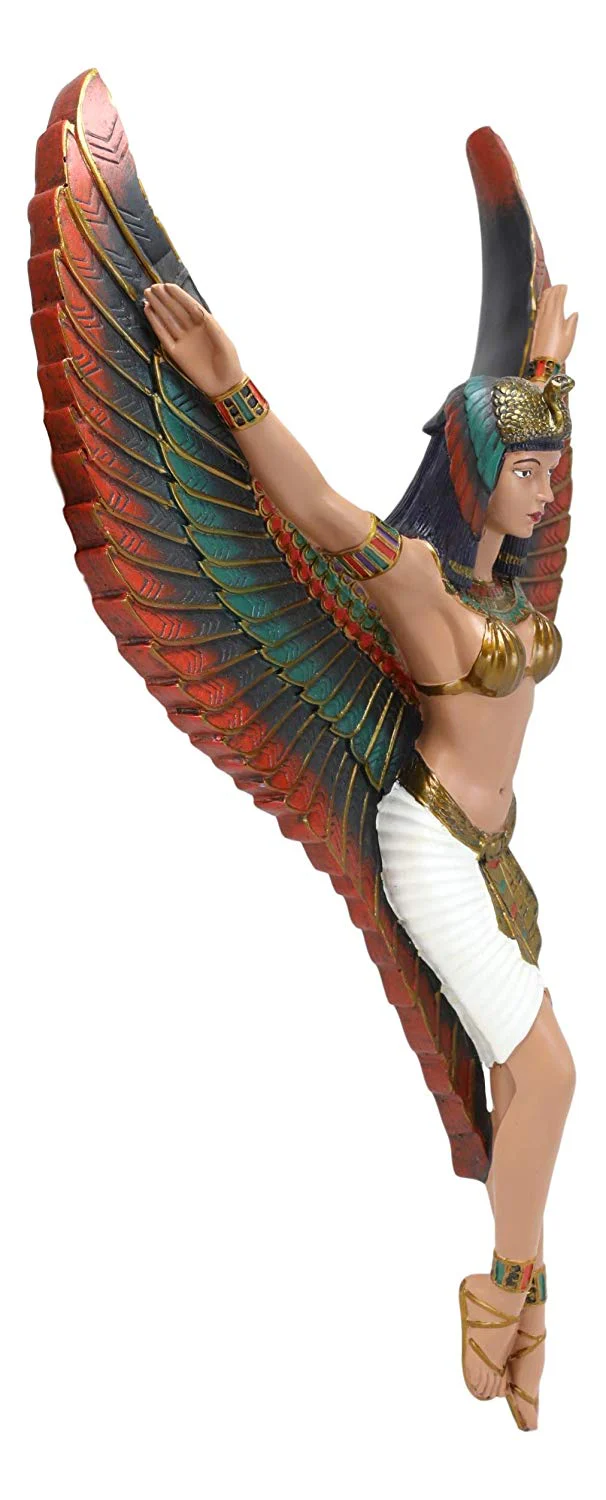 Ebros Ancient Egyptian Goddess Isis with Open Wings Wall Sculpture Decor 18"H - Image 3