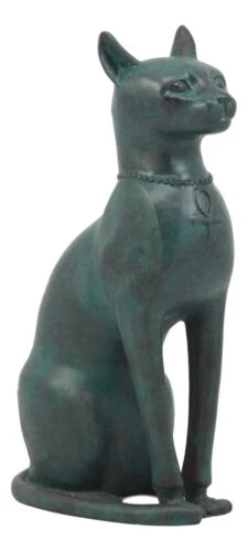Ebros Ancient Egyptian Sitting Cat Bastet Statue in Aged Bronze Patina Resin Finish 8.5" Tall - Image 4