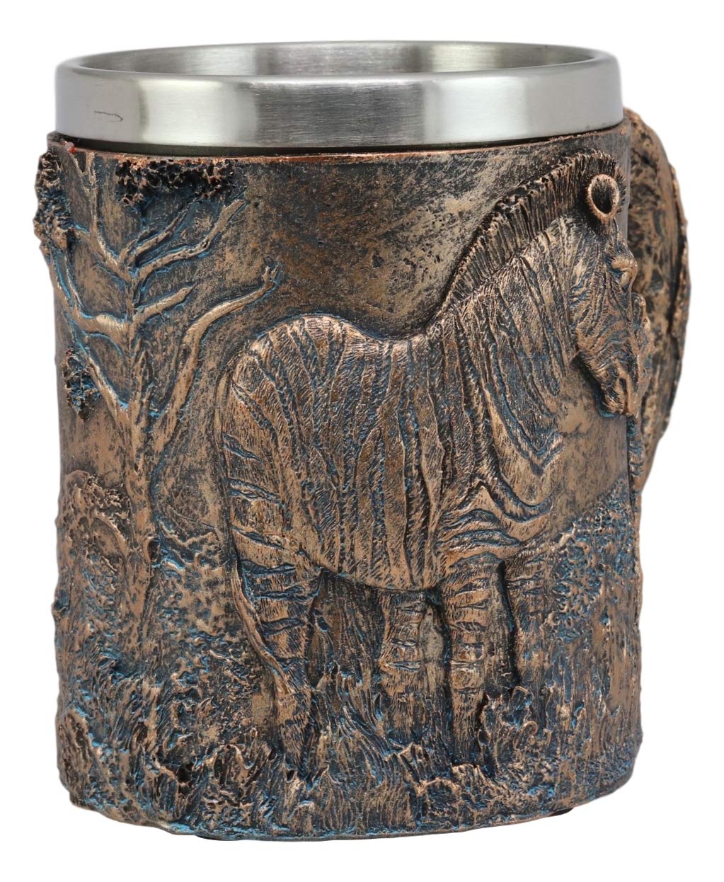 Ebros Zebra Horse With Foal Coffee Mug Textured With Rustic Tree Bark Design - Image 5