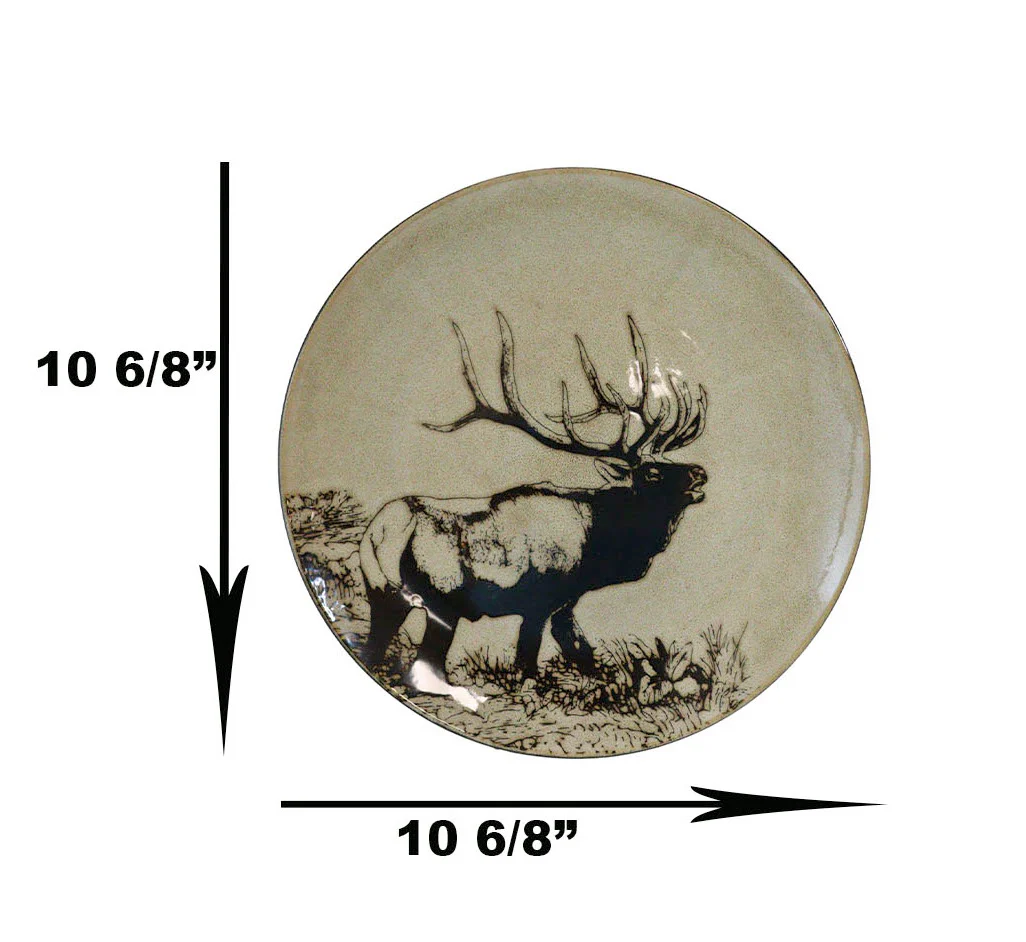 Ebros Forest Giant Emperor Bull Elk Large Round Dinner Plate Set of 2 10.75"D - Image 9